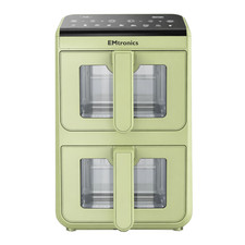 EMtronics 10L Stack Dual Air Fryer with Windows Double Basket Large - Sage Green