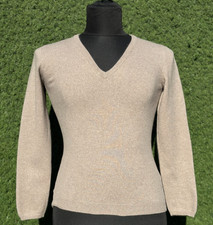 Brunello Cucinelli 100% Kaschmir V-Ausschnitt Pullover Wildleder Ellenbogen Patches M/L Slim