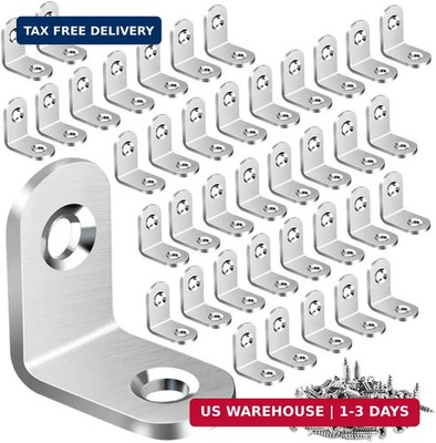 40 PCS Small L Brackets Stainless Steel Corner Braces with Screws
