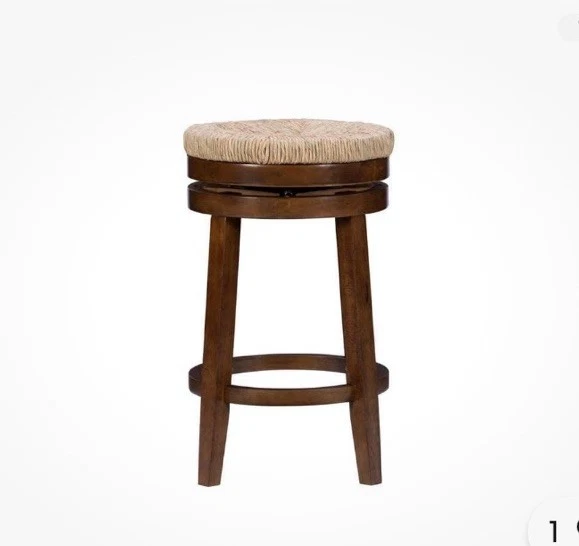 Linon Home Decor Bar Stools (25.47"x17.99") DurableWood Seagrass Walnut Brown - Image 3 of 4