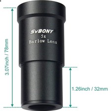 Telescope Barlow Lens 5X, 1.25 Inch Telescope Accessory, Fully Multi Coated B...