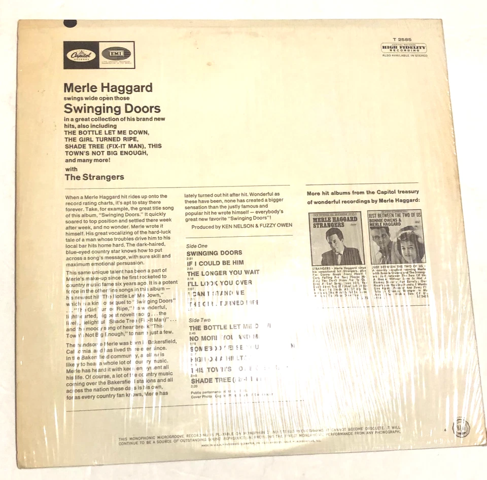 Merle Haggard And The Strangers Swinging Doors Lp In Shrink Vg - Image 2 of 4