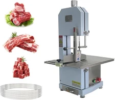 750W/1600W Electric Bone Saw Machine Frozen Meat Bandsaw Cutter w/ 5 Saw Blades