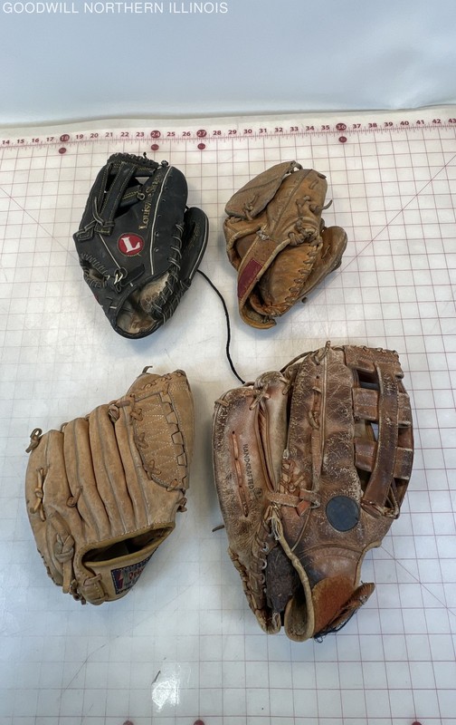 Lot of 4 Vintage Baseball Gloves Primo, Service, Louisville Slugger & Regent