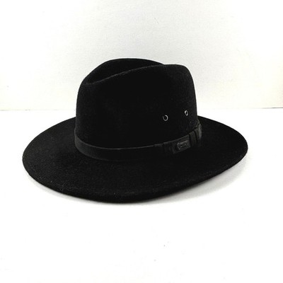 Outback Trading Co Pathfinder Hat Mens MD Black 100% Wool Fedora Crushable