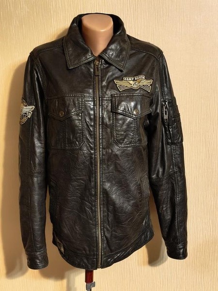 Herren Camp David Jacke Schwarz Leder 38 / M / 46