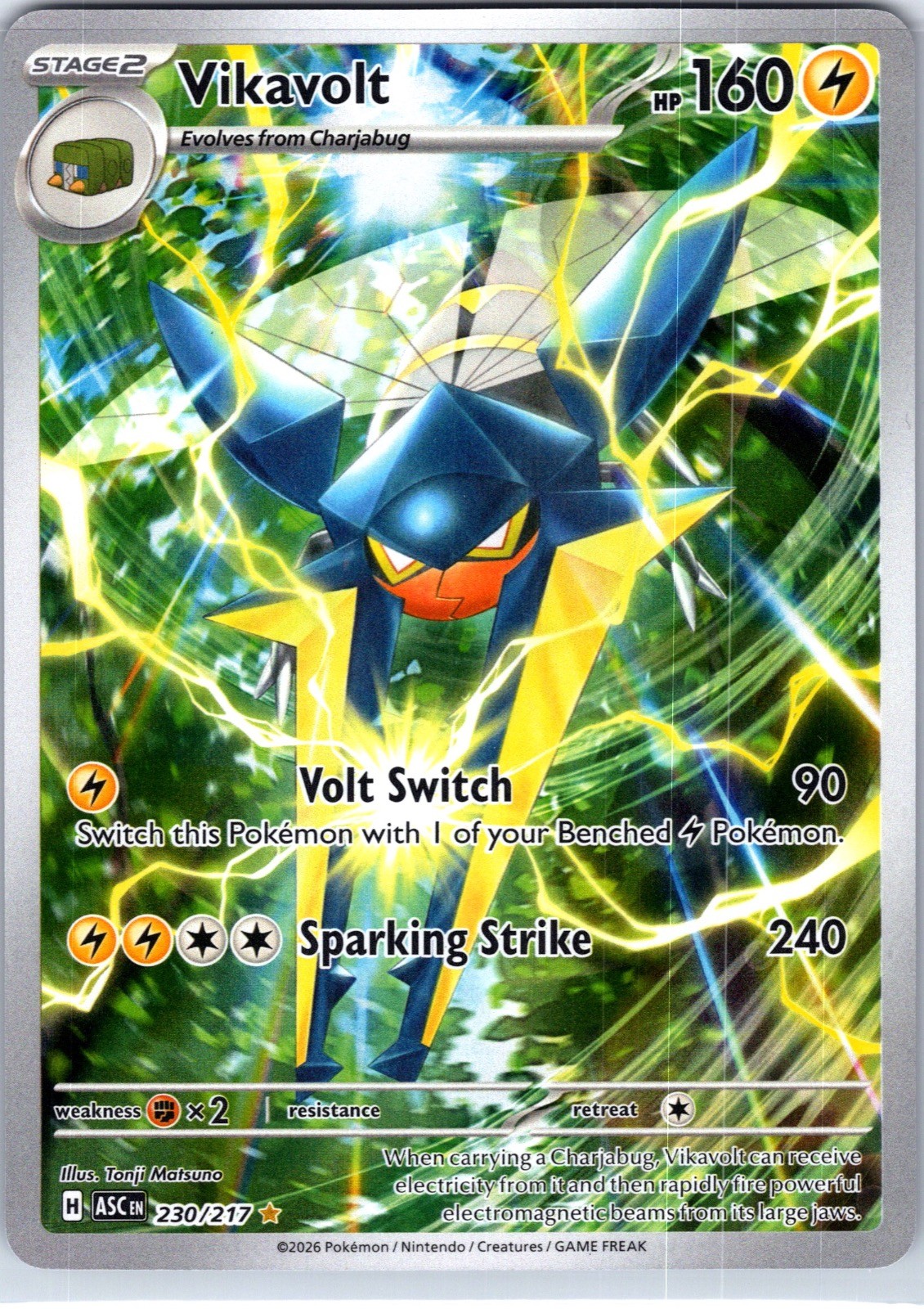 Vikavolt 230/217 Illustration Rare Ascended Heroes Pokemon Holo Near Mint