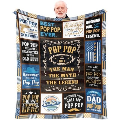 Fathers Day Gifts from Grandkids, Poppop Gifts Throw Blanket 60'' x 50'' Pop Pop