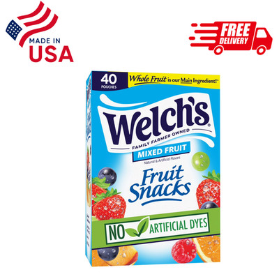 Welch's Fruit Snacks Mixed Fruit 0.8 oz 40 Count Gluten Free Kids Snacks Soft