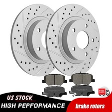 278mm Rear Drilled Brake Disc Rotors Ceramic Pads For 2014 2015 Mazda 6