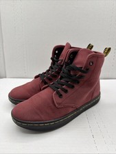 Dr Doc Martens Shoreditch Maroon Red Canvas Air Wair Combat Boots Shoes Womens 6