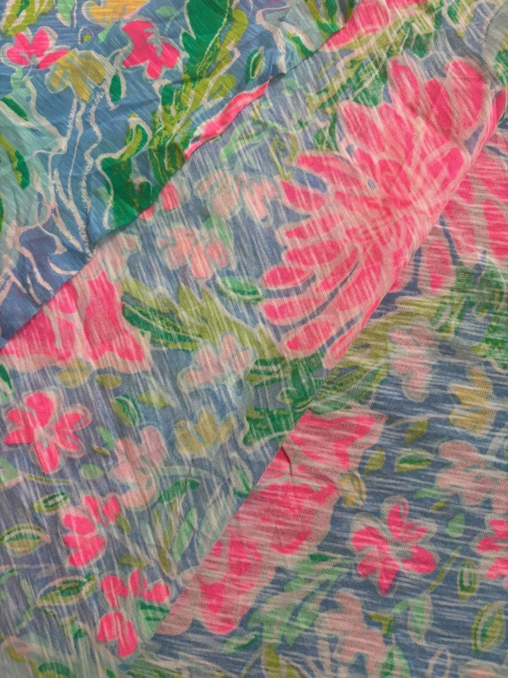 "Lilly Pulitzer Slub tela de algodón estampado Zanzíbar Blue Bunny Business 36"x 60""" Foto 4 de 4