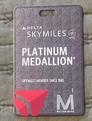 Delta Airlines Platinum Medallion Metal Luggage Tag - 1 Million Miler