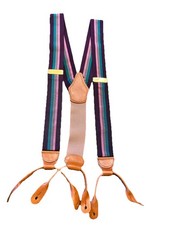 DOONEY BOURKE Striped Purple Pink Gray Teal Green Men s Button Loop Suspenders