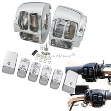 Chrome Handlebar Switch Housing Cover Caps Buttons For Harley Sportster XL1200
