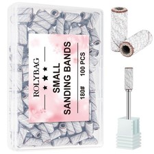 100pcs Small Sanding Bands Nail Drill Bits 180 Fine Grit Nail File Sanding Ba...