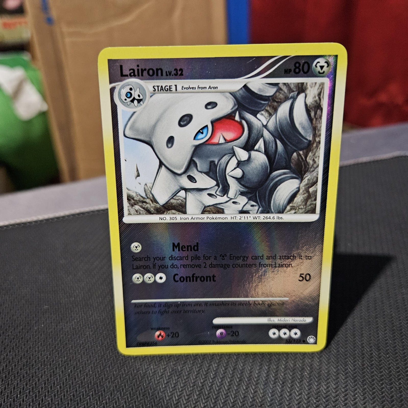 Lairon Pokemon TCG Mysterious Treasures Reverse Holo Uncommon Card #53/123