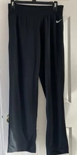Vtg Nike Women's Dry Fit Black Work Out Pants M Drawstring Waist