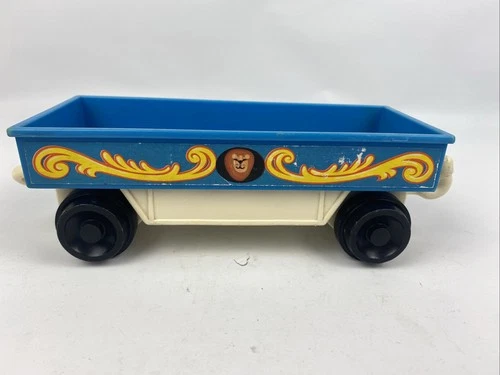 Vintage Fisher-Price Circus Train Blue Flat Bed Cargo Car