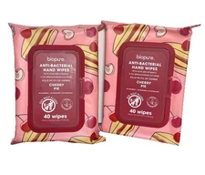 Biopure 2 Pk Anti-Bacterial Hand Wipes Cherry Pie 80 Count Total New Exp 2027