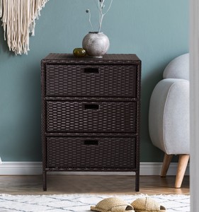 Outsunny 32 Poolside Rattan Wicker Patio Storage Cabinet W 3 Large Drawers Ebay