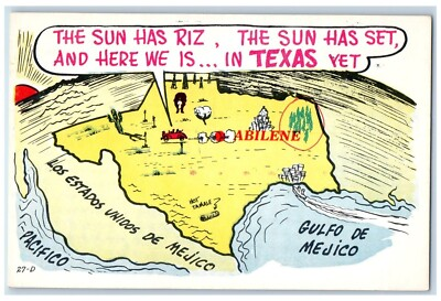 #ad c1930#x27;s The Sun Has Riz Map Abilene Texas TX Unposted Vintage Postcard $12.97