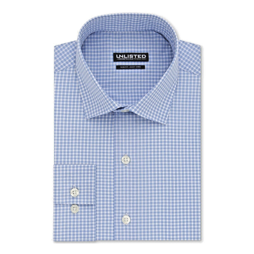 Unlisted Kenneth Cole Mens Checkered Slim Fit Dress Shirt 15-15.5 32-33