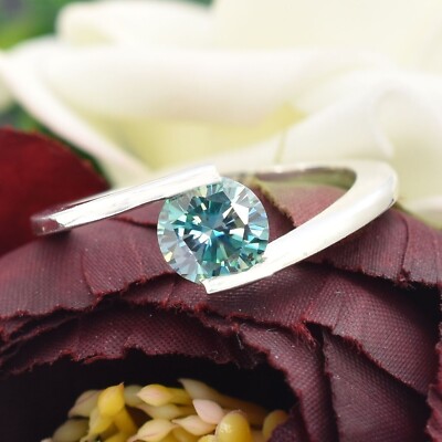 Certified Natural 2.35ct VS1 Blue Diamond Ring Solid 925 Silver Jewelry