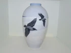 Royal Copenhagen Art Nouveau vase with ravens
