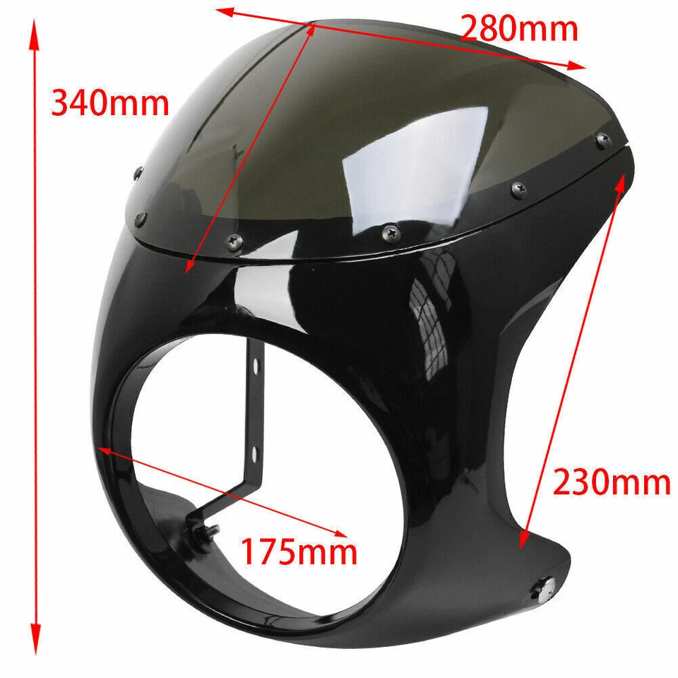 Universal 7" Motorcycle Headlight Lamp Cafe Racer Fairing Windshield For Harley — 第 2/4 张图片