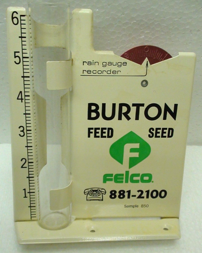 VTG BURTON FEED SEED FELCO SAMPLE ADVERTISEMENT RAIN GAUGE RECORDER BEAUFORT SC