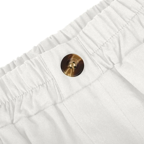 Pantalones cortos para mujer color liso bolsillo abotonado capris cintura elástica sueltos - Imagen 12 de 66