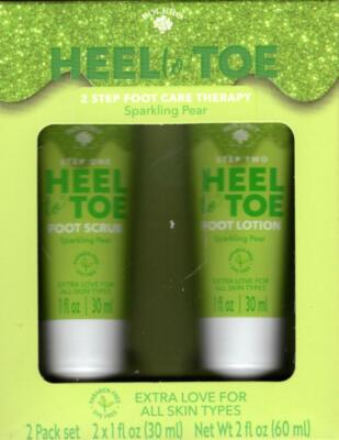 Heel to Toe 2 Step Foot Care Sparkling Pear 2 Pack Set Moisturize 2 x 1fl oz. 