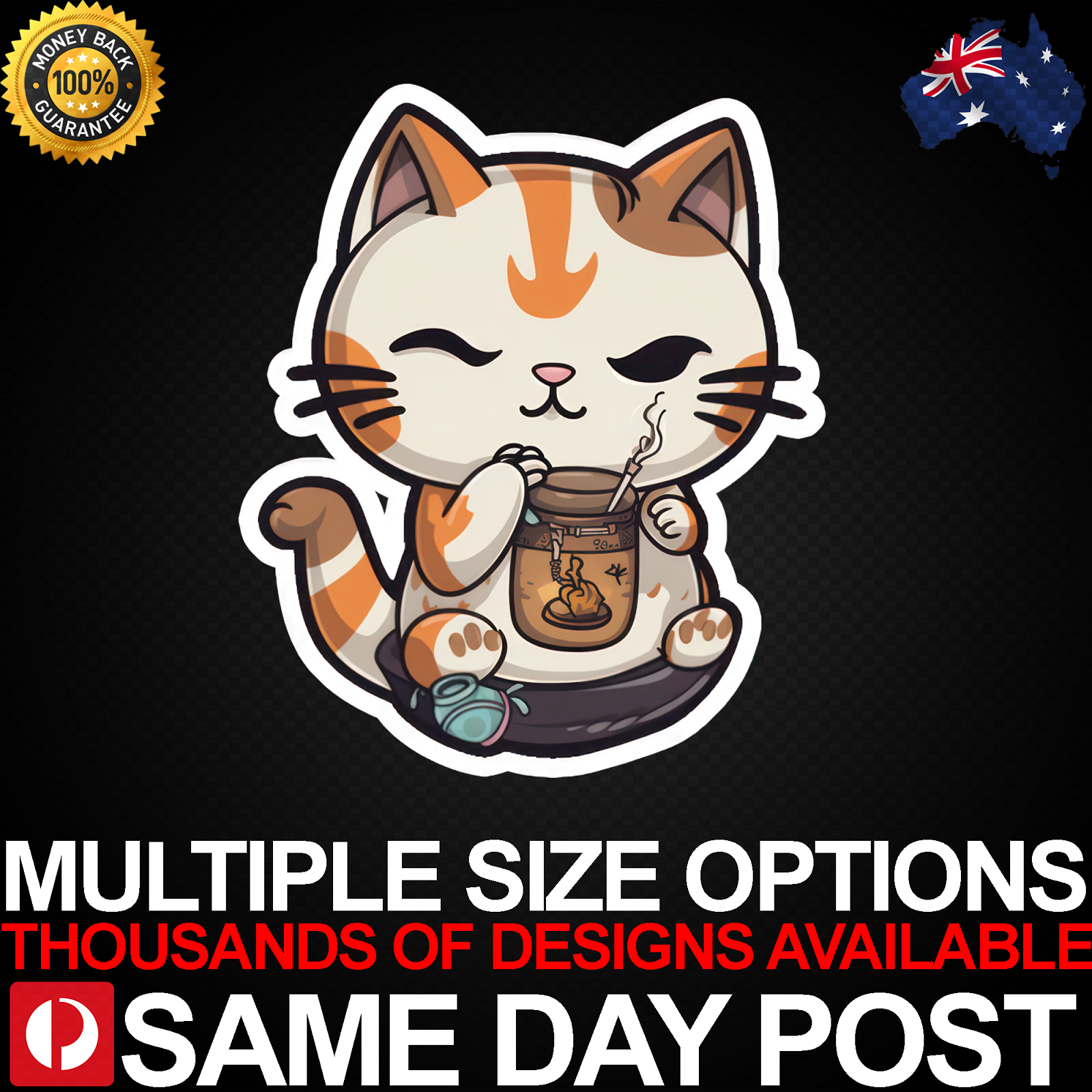 Kawaii Cat Smoking Vinyl Decal for Cars Laptops Pets Cute Animal Lovers