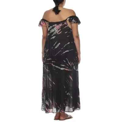 raviya off the shoulder dress Raviya Coral Plus Pigment Wash Off The Shoulder Dress Swim Cover Up 2X yjl1323