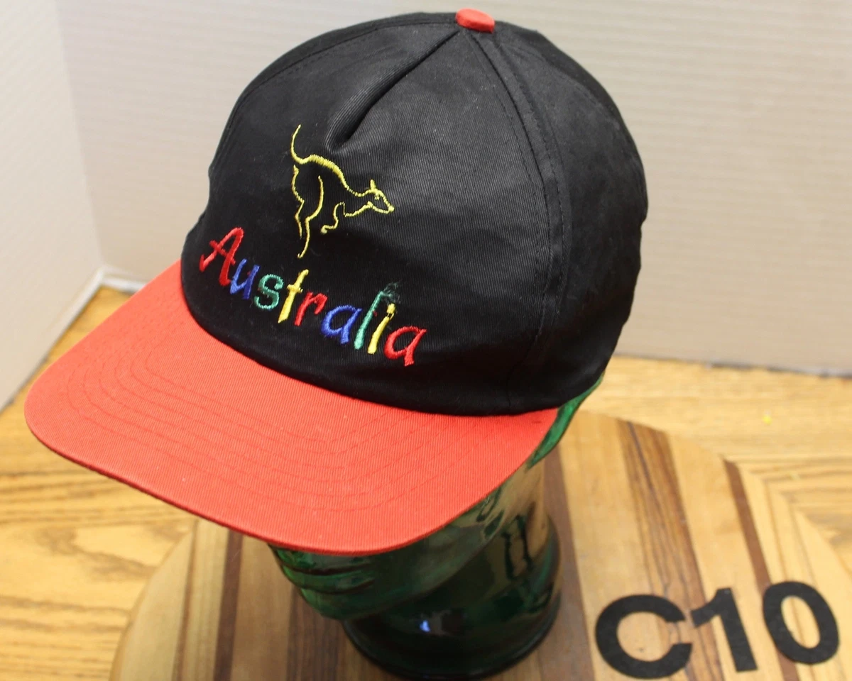 NICE BLACK RED AUSTRALIA HAT SNAPBACK ADJUSTABLE EMBROIDERED VGC