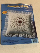 Craft Kit Candlewick Creative Moments Vintage 1983 Lace Edged Pillow 13" 8264