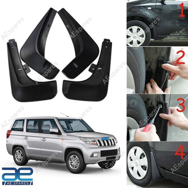 SchmutzfäNger Set 4-Teilig Schwarz Kompatibel Mit Mahindra TUV 300 Plus @Uk-image