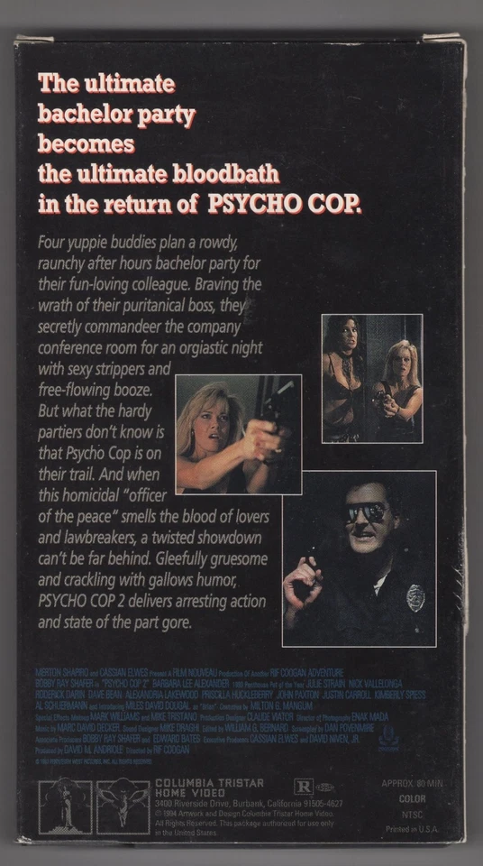 Psycho Cop 2 (Rare Promo VHS Horror Screener!) Julie Strain - Image 2 of 2