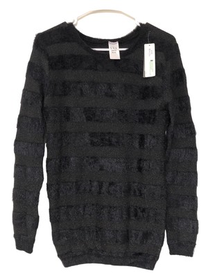 Scala Unico Preto Sweater Womens Black Silver Metallic Long Sleeve Size Small