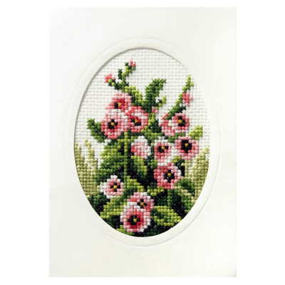 Orchidea Cross Stitch Kit: Karte: Hollyhocks