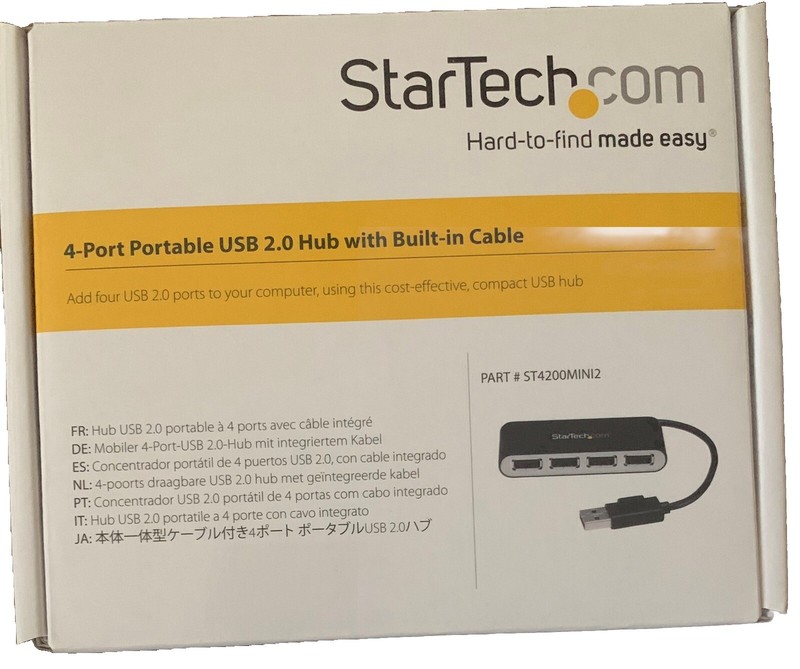StarTech 4 Port USB 2.0 Hub with Built-in Cable ST4200MINI2