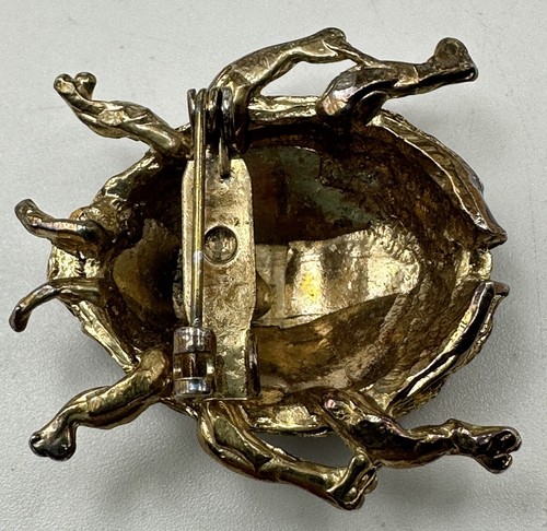 Vintage Brosche schwarz und goldfarben Käfer Strass Anstecknadel unsigniert - Bild 6 von 10