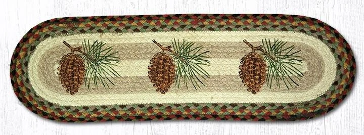 CAPITOL EARTH RUGS Pinecone Pine Cone Small Table Runner or Stair Tread, 27"x8.25", Cabin