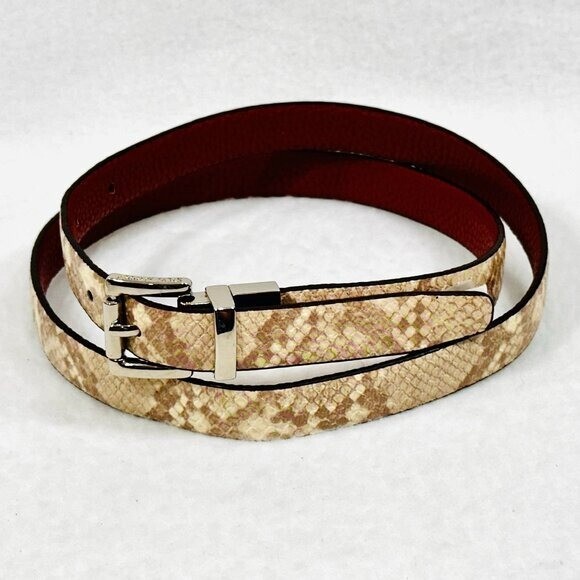 Women\'s Reversible Leather Belt with Twist Buckle Black Brown Leather Twist Reversible Belt Womens Size Medium  main image 4