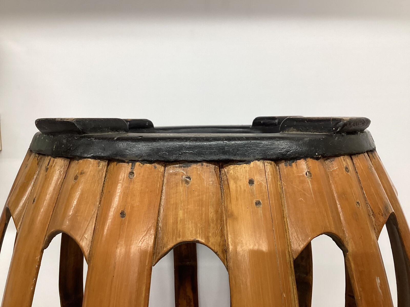 Antique Chinese Rare Bamboo Barrel Stool Tall 18 1/2 in 中国 复古 竹节 板凳