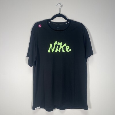 Nike Größe Large grün Spruch T-Shirt Rundhalsausschnitt Laufshirt Oberteil Grafik Logo