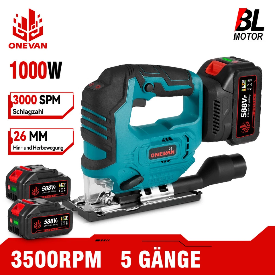 ONEVAN Akku Stichsäge Pendelhub Säge Pendelhubstichsäge Holz Für Makita 18V Akku