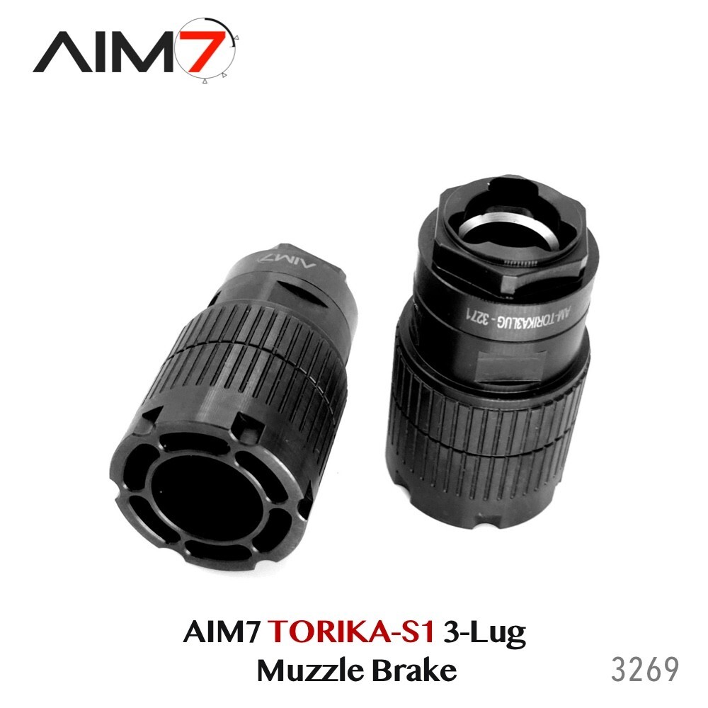 Aim7 TORIKA-S1 3-Lug Muzzle Brake for 9mm 223 30 cal M13.5x1LH Options