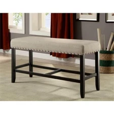 Furniture of America Sinuata Wood Padded Counter Height Bench in Antique Black